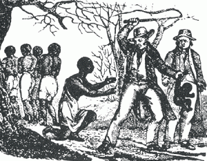 A White Slaveowner Beating an African Slave