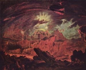 Another view is, that the brimstone that falls on the wicked are boulders thrown on people by demons who fly up into the air of Hell.